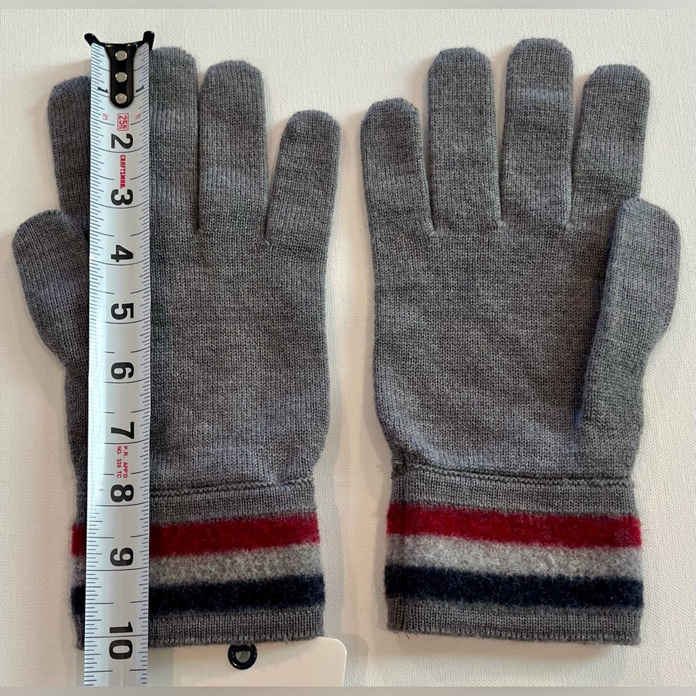 Moncler NWT Virgin Wool Grey Tri Color Gloves XL Unisex - Picture 2 of 7